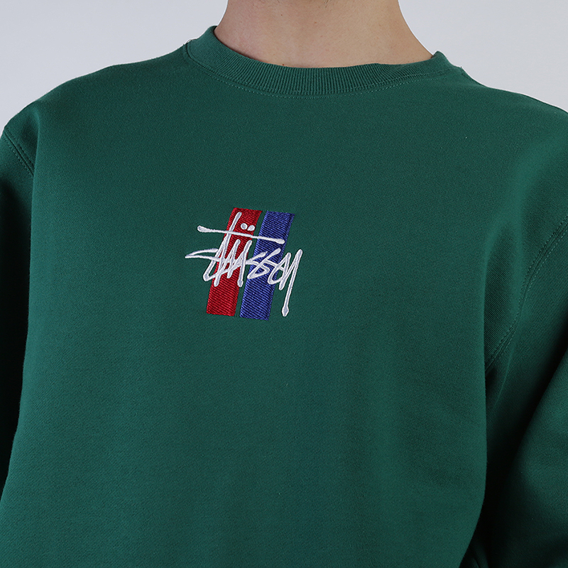 мужская зеленая толстовка Stussy 2 Bar Stock App. Crew 118316-green - цена, описание, фото 3